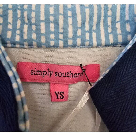 Simply Southern Youth Sleeveless Tunic Dress Blue & Navy Striped Pattern YS - Picture 3 of 7